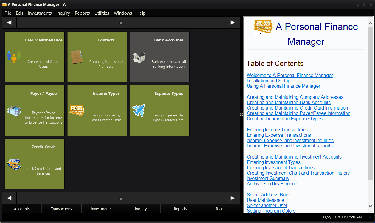 A Personal Finance Manager screenshot